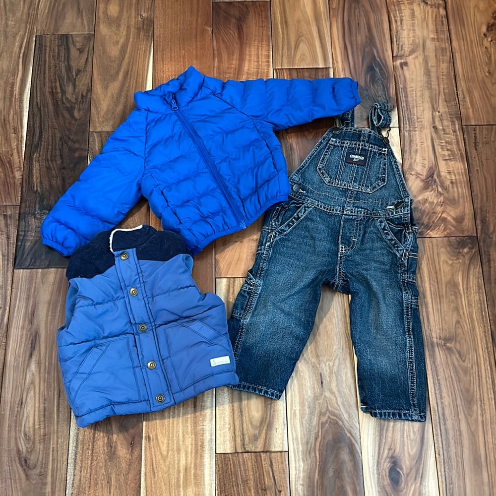 OSHKOSH B’GOSH OVERALLS CARTERS’SVEST WONDER NATION PUFFER JACKET SIZE 12 MONTHS